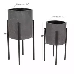 Sale Kirklands Home Dark Barrel 2-pc. Planter Set Gray