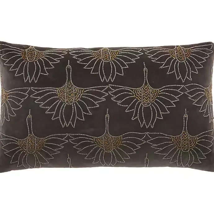 Outlet Kirklands Home Dark Beaded Deco Lumbar Pillow Gray
