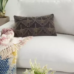 Outlet Kirklands Home Dark Beaded Deco Lumbar Pillow Gray