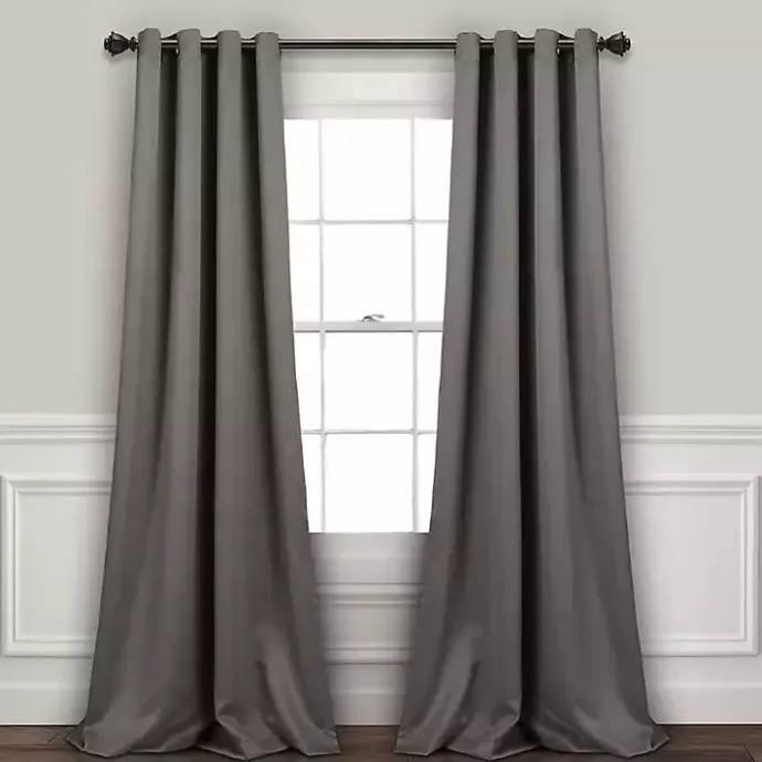 Best Kirklands Home Dark Blackout Curtain Panel Set, 84 in. Gray
