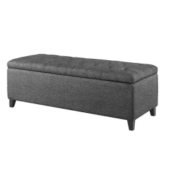 Discount Kirklands Home Dark Button Tufted Storage Bench Gray