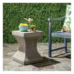 Online Kirklands Home Dark Concrete Pedestal Accent Table Gray