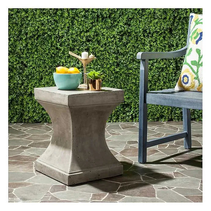 Online Kirklands Home Dark Concrete Pedestal Accent Table Gray