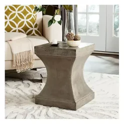 Online Kirklands Home Dark Concrete Pedestal Accent Table Gray