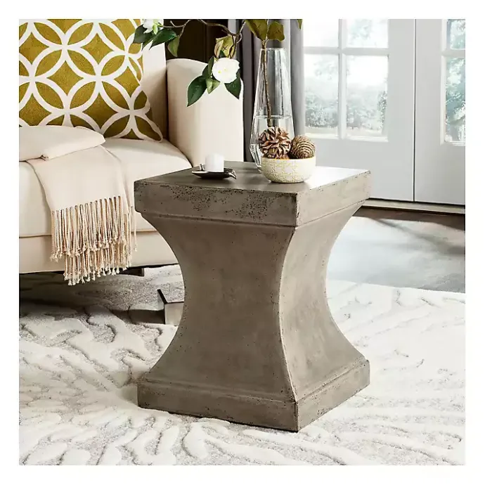Online Kirklands Home Dark Concrete Pedestal Accent Table Gray