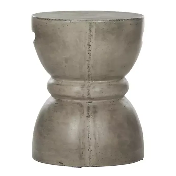 Kirklands Home Dark Drum Accent Table with Handles Gray