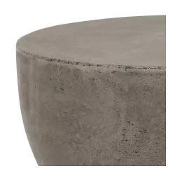 Kirklands Home Dark Drum Accent Table with Handles Gray