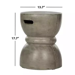 Kirklands Home Dark Drum Accent Table with Handles Gray