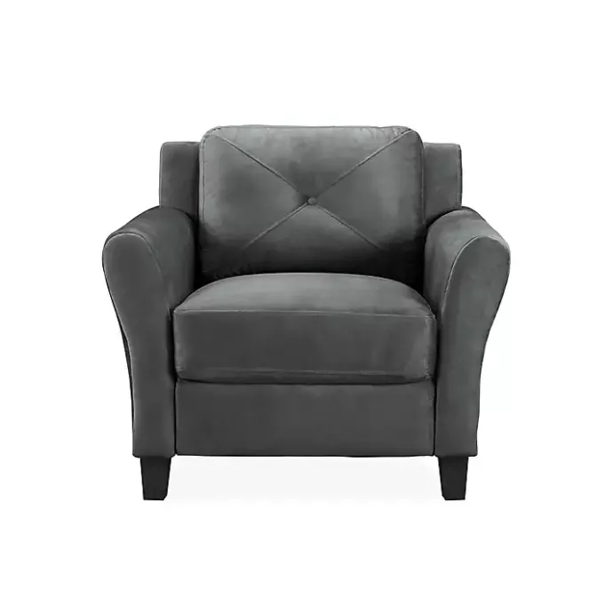 Sale Kirklands Home Dark Kelly Microfiber Rolled Armchair Gray