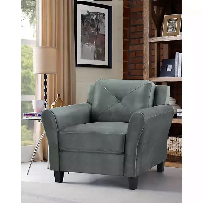 Sale Kirklands Home Dark Kelly Microfiber Rolled Armchair Gray