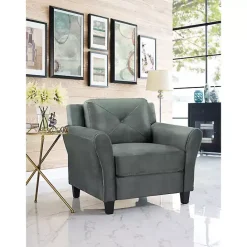 Sale Kirklands Home Dark Kelly Microfiber Rolled Armchair Gray