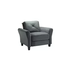 Sale Kirklands Home Dark Kelly Microfiber Rolled Armchair Gray
