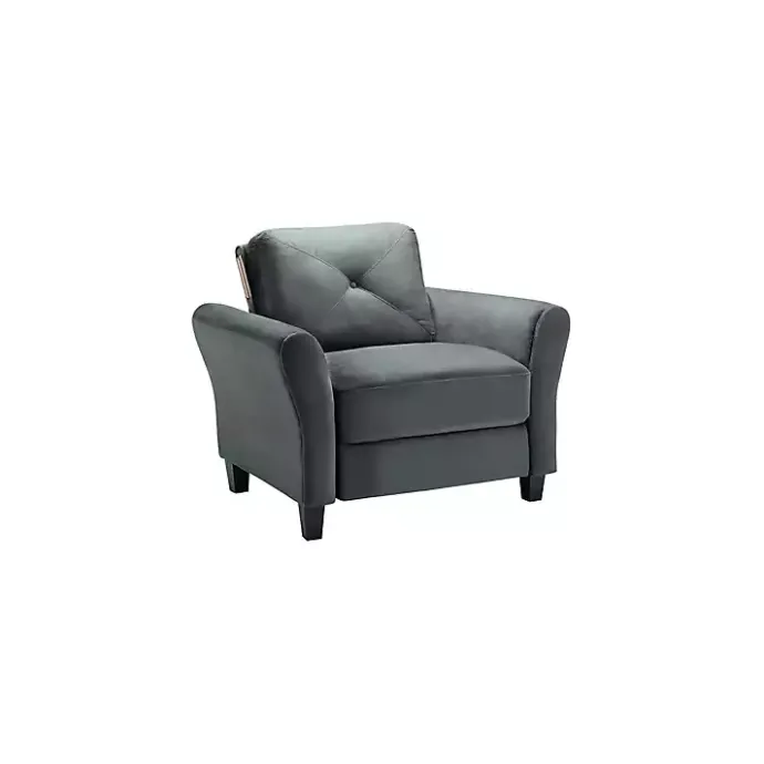 Sale Kirklands Home Dark Kelly Microfiber Rolled Armchair Gray