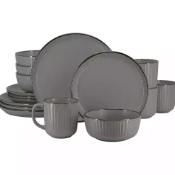 New Kirklands Home Dark Leo Stoneware 16-pc. Dinnerware Set Gray