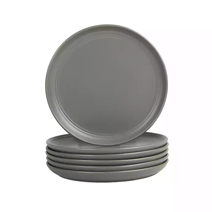 Sale Kirklands Home Dark Linear Salad Plates, Set of 6 Gray