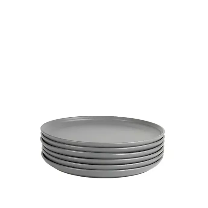Sale Kirklands Home Dark Linear Salad Plates, Set of 6 Gray