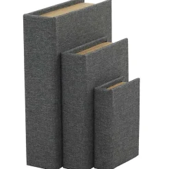 Outlet Kirklands Home Dark Linen Book Boxes, Set of 3 Gray