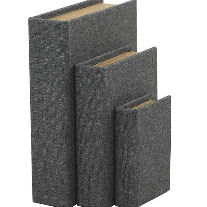 Outlet Kirklands Home Dark Linen Book Boxes, Set of 3 Gray
