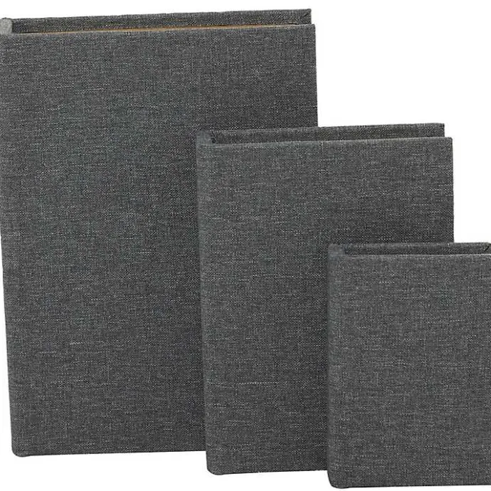 Outlet Kirklands Home Dark Linen Book Boxes, Set of 3 Gray