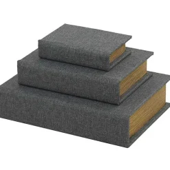 Outlet Kirklands Home Dark Linen Book Boxes, Set of 3 Gray