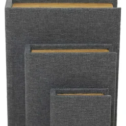 Outlet Kirklands Home Dark Linen Book Boxes, Set of 3 Gray