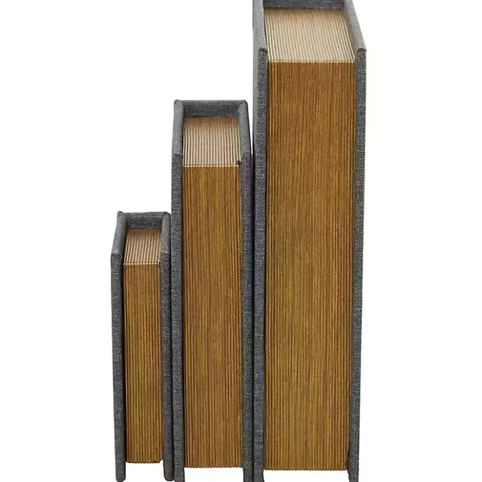 Outlet Kirklands Home Dark Linen Book Boxes, Set of 3 Gray