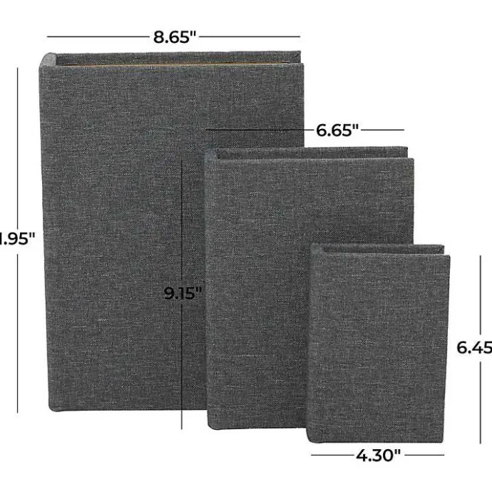 Outlet Kirklands Home Dark Linen Book Boxes, Set of 3 Gray