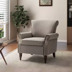 Kirklands Home Dark Miriam Nailhead Trim Armchair Gray
