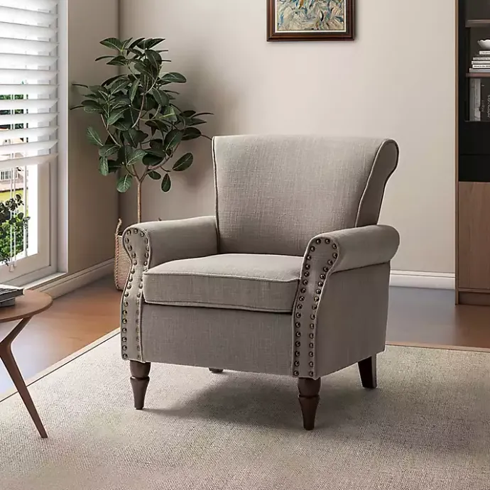 Kirklands Home Dark Miriam Nailhead Trim Armchair Gray