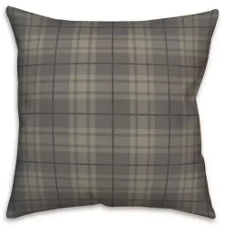 Best Kirklands Home Dark Plaid Indoor/Outdoor Pillow Gray