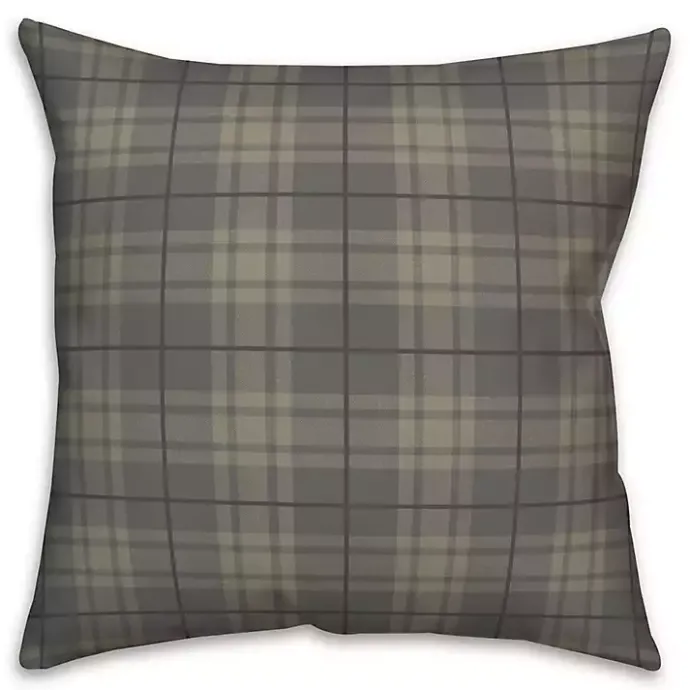 Best Kirklands Home Dark Plaid Indoor/Outdoor Pillow Gray