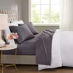 Kirklands Home Dark Rich Cooling Cotton Queen Sheet Set Gray