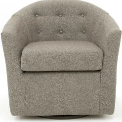 Best Kirklands Home Dark Tufted Swivel Barrel Accent Chair Gray