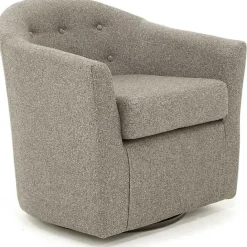 Best Kirklands Home Dark Tufted Swivel Barrel Accent Chair Gray
