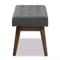 Sale Kirklands Home Dark Tufted Walnut Wood Bench Gray