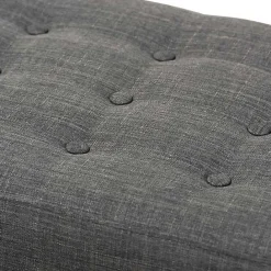 Sale Kirklands Home Dark Tufted Walnut Wood Bench Gray