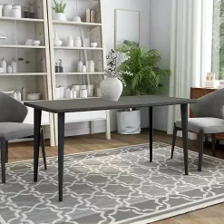 Best Kirklands Home Dark Wood and Metal Dining Table Gray