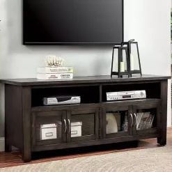 Outlet Kirklands Home Dark Wood 4-Door Media Cabinet Gray