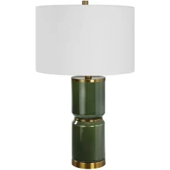 Sale Kirklands Home Dark Green and Gold Eva Table Lamp White