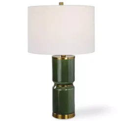 Sale Kirklands Home Dark Green and Gold Eva Table Lamp White