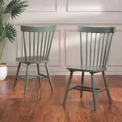 Sale Kirklands Home Dark Parker Spindle Dining Chairs, Set of 2 Green