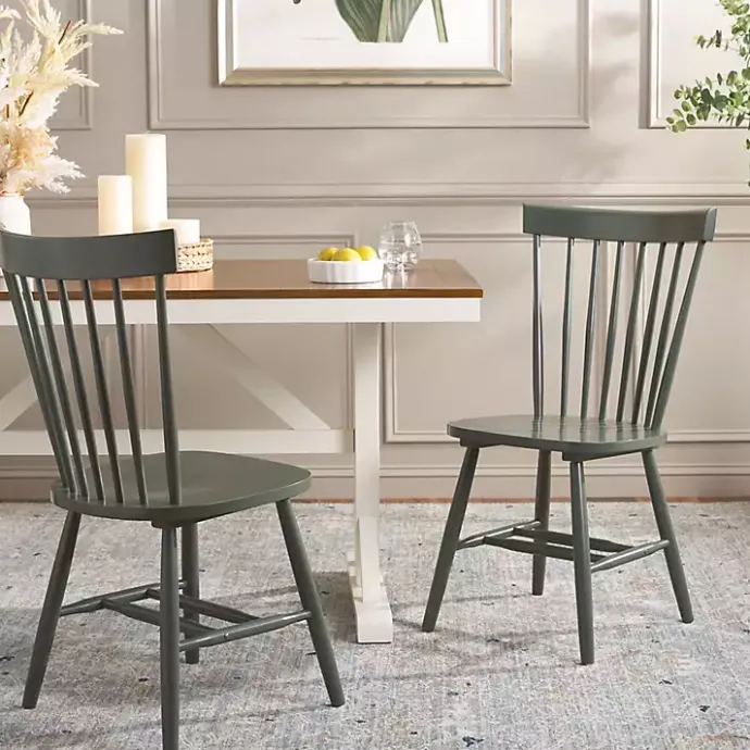 Sale Kirklands Home Dark Parker Spindle Dining Chairs, Set of 2 Green