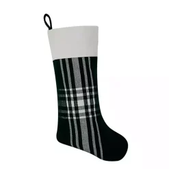Hot Kirklands Home Dark Green Plaid Festive Christmas Stocking