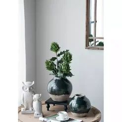 Sale Kirklands Home Dark Two-Tone Round Vase Green