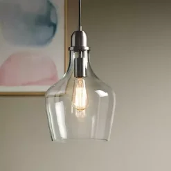 Best Kirklands Home Dark Metal Glass Avalon Pendant Light Gray