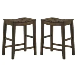 Sale Kirklands Home Dark Oak Wood Whitcombe Counter Stools, Set of 2 Brown