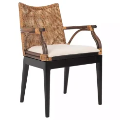 Best Kirklands Home Dark Rattan and Mahogany Gianni Accent Chair Brown