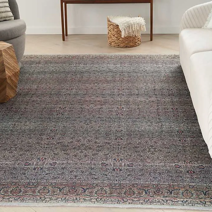 Sale Kirklands Home Dark Vintage Floral Washable Area Rug, 5x7 Gray