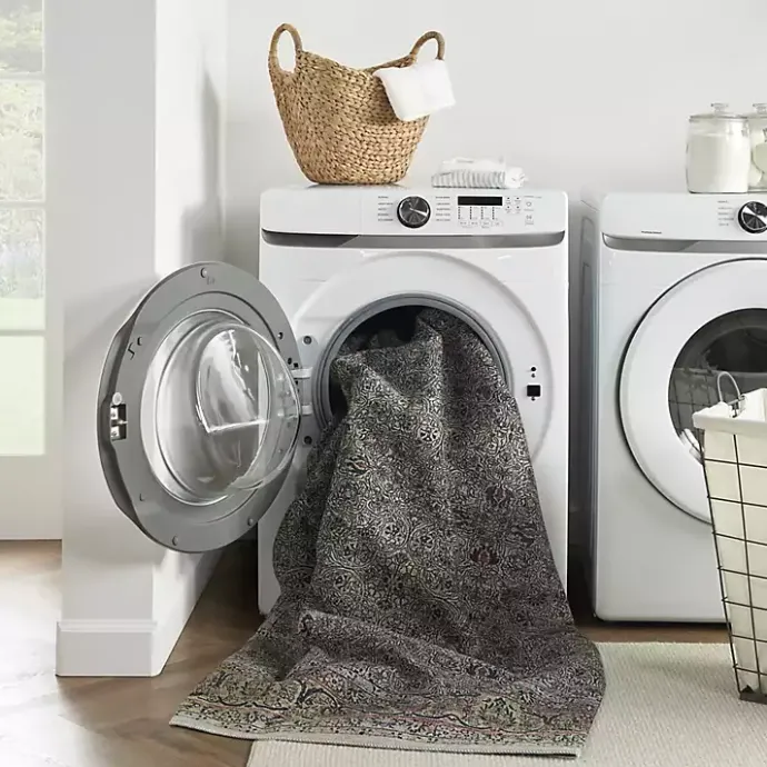 Sale Kirklands Home Dark Vintage Floral Washable Area Rug, 5x7 Gray