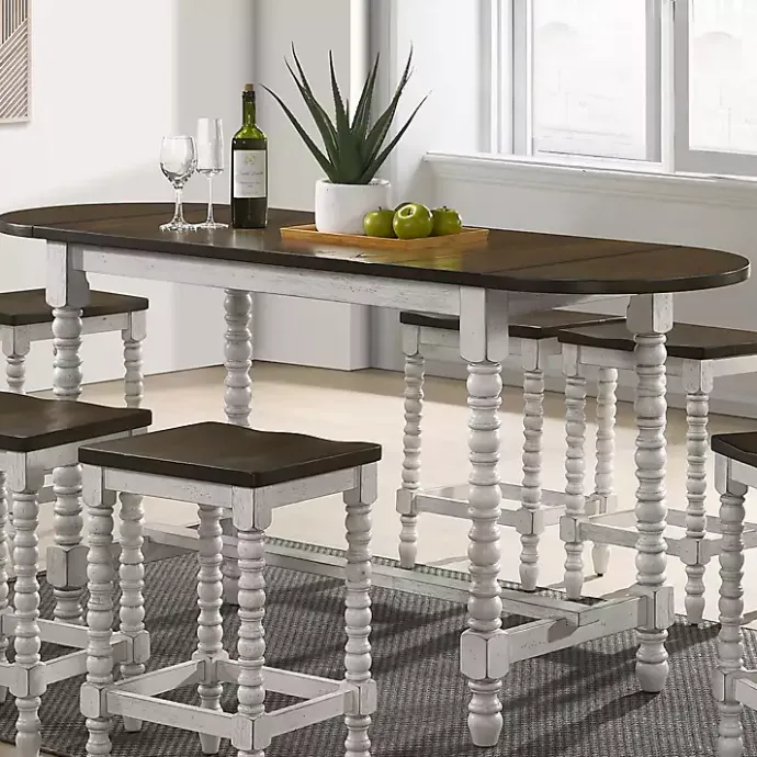 Online Kirklands Home Dark Walnut & White Wood Ema Counter Height Table Brown